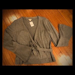Jcrew grey wrap sweater L.